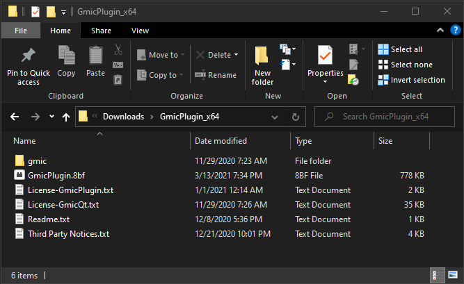 Unzipped plug-in folder