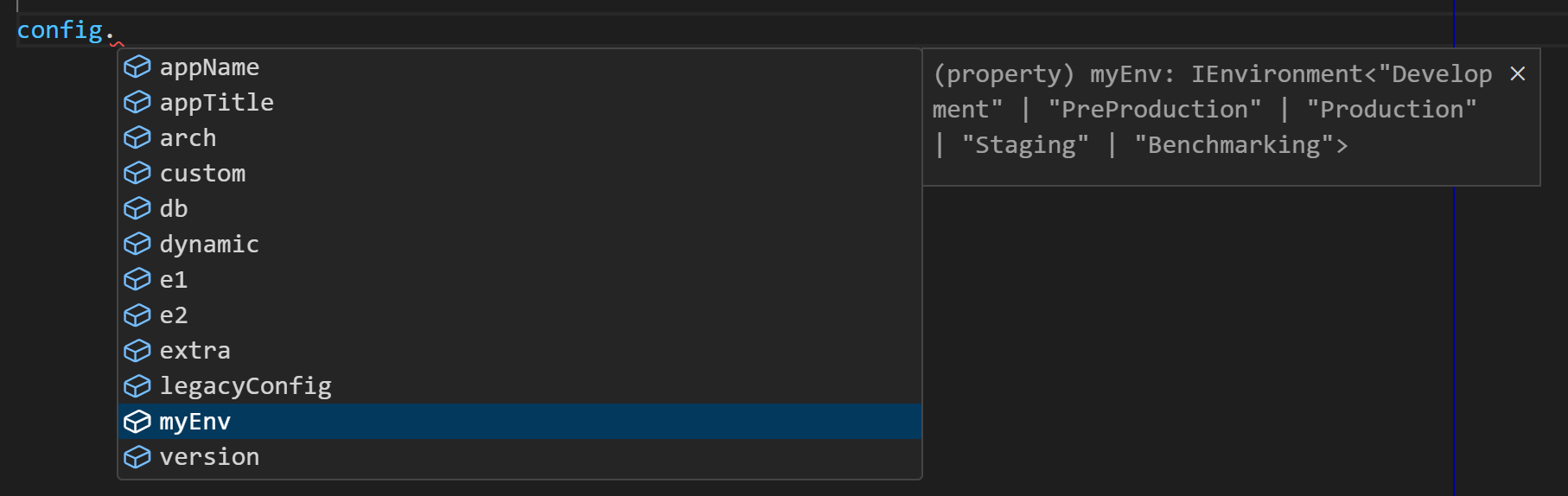 TypeScript with includeEnvironment()