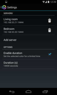 Settings screen